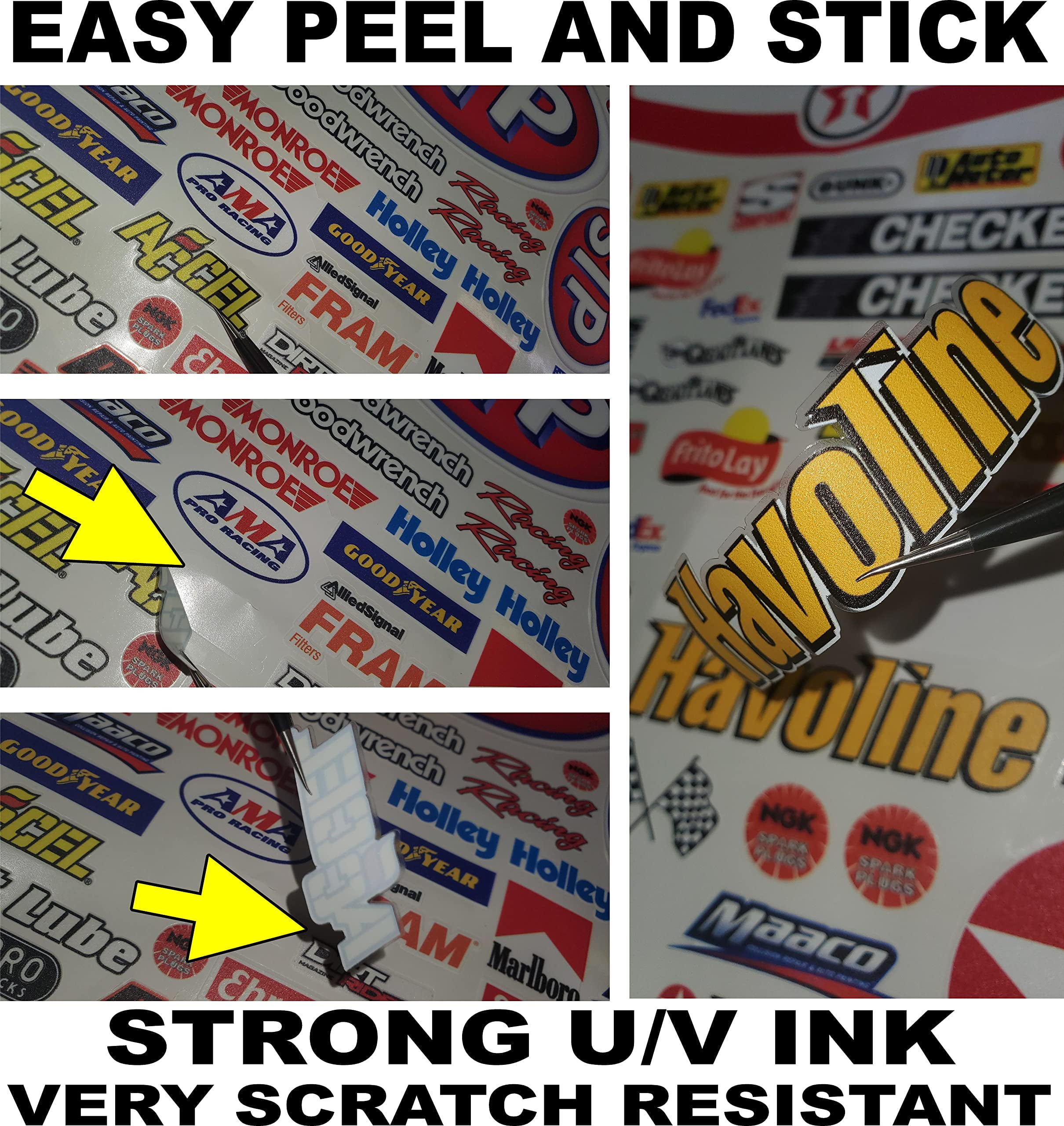Clear Vinyl R/C Racing Sponsor Sticker Gang Sheet 15-1/4-1/5 � 1/6th Scale Model Decal Sticker Sheet Radio Control Lexan Body � Die-Cut to Shape - Peel & Stick � Water Slide - Bull - Drinks