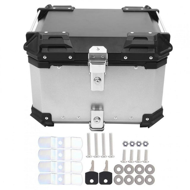 AMONIDA Universal 45L Motorcycle Aluminum Rear Trunk Storage Tool Box Top Case Tail Box Luggage For / / /