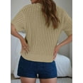 thumbnail image 3 of Weardear Womens Short Sleeve Tops Casual Hollow Out Fall Sweaters Loose Fit V Neck Shirt, 3 of 6