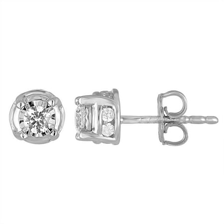 1/2 Carat T.W. Round Diamond Sterling Silver Stud Earrings
