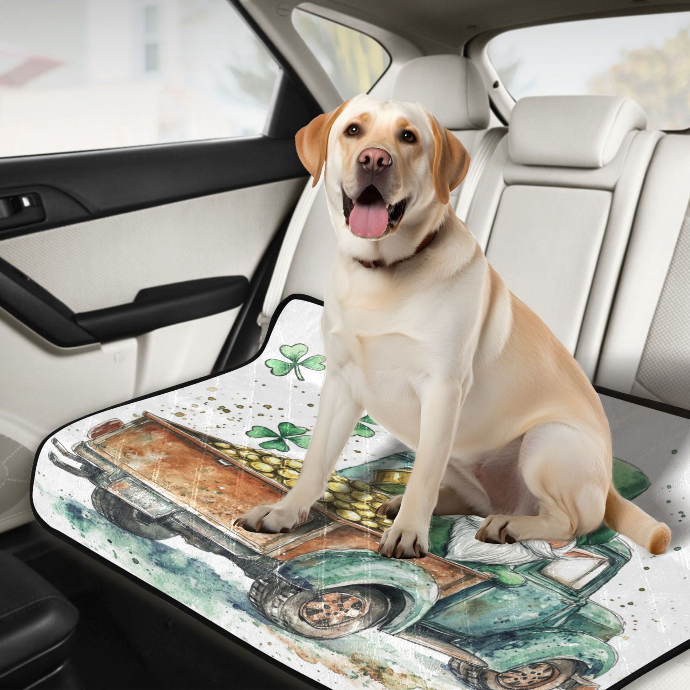 Qxltty St Patricks Day Lucky Car Cat litter Pads Pet Set of 2 Diaper Mats Center Anti-leakage Layer Absorbent Soft and Comfortable