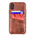 thumbnail image 4 of Dockem Luxe Wallet Case for iPhone X & iPhone XS: Minimalist Card Case with UltraGrip Canvas Style Synthetic Leather, Slim Professional Snap On Cover w/ 2 Card Holder Slots - Brown, 4 of 9