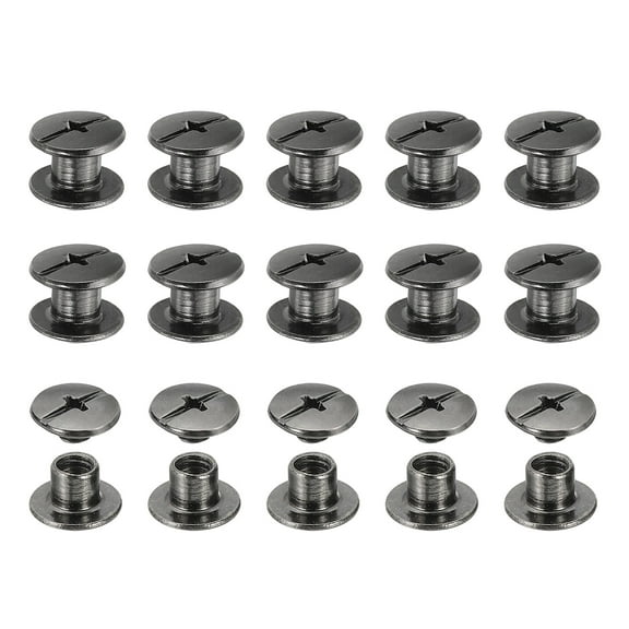 Uxcell Chicago Screws, 60set M5 x 4mm Carbon Steel Phillips Head Screw Rivets Binding Screws Post Nail Rivet for Leather Belt Bag Backpack Craft Bookbinding, Black