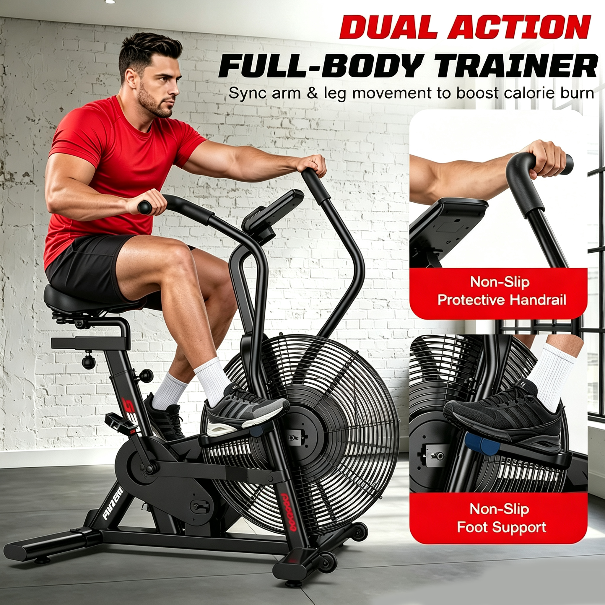 LNOW Commercial Air Bike with Dual-Action Handlebars photo 8