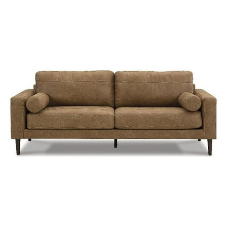 Bowery Hill Faux Leather Contemporary Corner-blocked frame Caramel Sofa