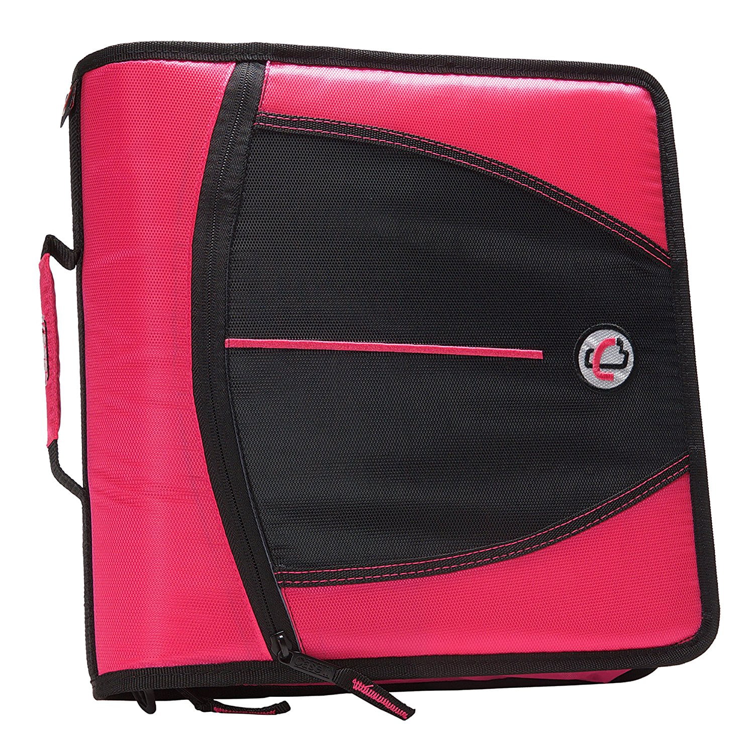 Case-it Mighty Zip Tab 3-Inch Zipper Binder D-146-NEOPNK Neon Pink