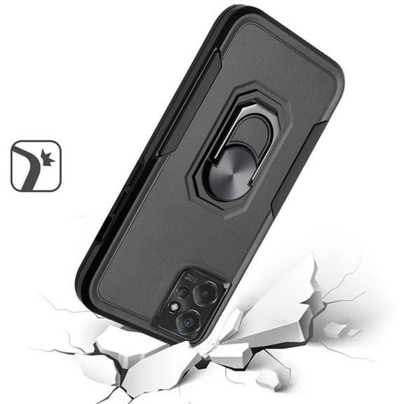 For Motorola Moto G Power 5G 2023 Hybrid Tough Dual Layer Hard PC TPU with Flat Magnetic Ring Stand Heavy-Duty Cover ,Xpm Phone Case [ Black ]
