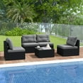 thumbnail image 1 of Costway 5 Piece Outdoor Furniture Set with Seat & Back Cushions  Tempered Glass Tabletop Gray, 1 of 10