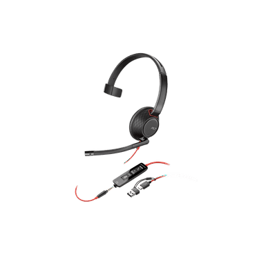 Poly Blackwire 5210 Monaural USB-C Headset  3.5mm Plug  USB-C/A Adapter