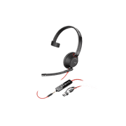 Poly Blackwire 5210 Monaural USB-C Headset +3.5mm Plug +USB-C/A Adapter