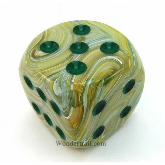 Green Marbleized Die with Dark Green Pips D6 50mm (1.97in) Pack of 1 Chessex