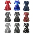 thumbnail image 3 of New Letter Christmas Digital Printing Women's Autumn Dress Mid Sleeve Round Neck Dress Fashion Casual Skirt, 3 of 6