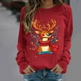thumbnail image 2 of zaveiop Christmas Sweatshirts for Women Christmas Elk Graphic Pullover Shirts Holiday Tops Long Sleeve Winter Clothes (Z-Red, XL), 2 of 6
