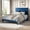 Dark Blue, variant on Einfach Queen Bed Frame, Velvet Upholstered Platform Bed with Adjustable Headboard, Horizontal Channel Design, Wood Slat Support, No Box Spring Needed, Noise Free, Easy Assembly, Cream White