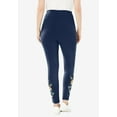 thumbnail image 2 of Woman Within Plus Size Petite Stretch-Cotton Knit Pull-On Embroidered Leggings, 2 of 6