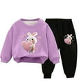 thumbnail image 2 of RYDCOT Girls' 2 Piece Outfits Graphic Cute Sweatshirt and Sweatpants Sweatsuits Set Little Girls Clothing Sets Long Sleeve Fall Winter Outfits Sales, 2 of 3