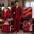 thumbnail image 6 of Vulcanodon Mens Flannel Plaid Pajama Set，Long Pajamas Warm Lightweight Pjs Set with Pockets(Red-black Plaid, Large), 6 of 7