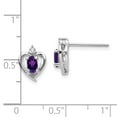 thumbnail image 2 of Finest Gold 5 x 3 mm 14K Gold Amethyst & Diamond Heart Post Earring, White, 2 of 2