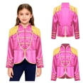 thumbnail image 3 of Aislor Girls Royal Guard Drummer Marching Band Long Sleeve Fringe Tassel Epaulets Outwear Jacket Coat Hot Pink 12, 3 of 7