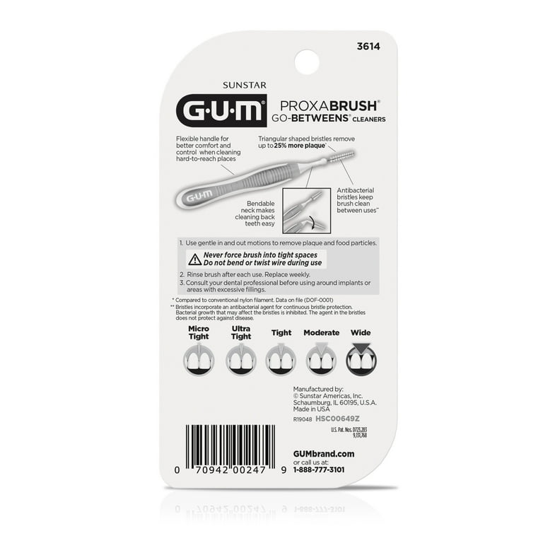 GUM Proxabrush Go-Betweens - Wide, Interdental Brushes, Soft