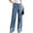 Blue, variant on Womens Mid Rise Wide Leg Jeans Boyfriend Casual Denim Pants with Pockets