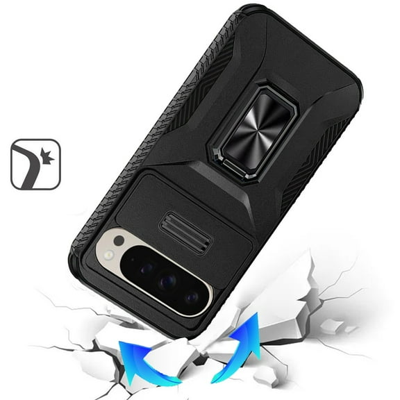 XPM for Google Pixel 10 /Pixel 10 Pro Phone Case, Case, Camera Cover with Magnetic Rotation Ring Stand, Military Grade Hybrid Hard TPU Shockproof Cover for Pixel 10 / 10 Pro (Black)