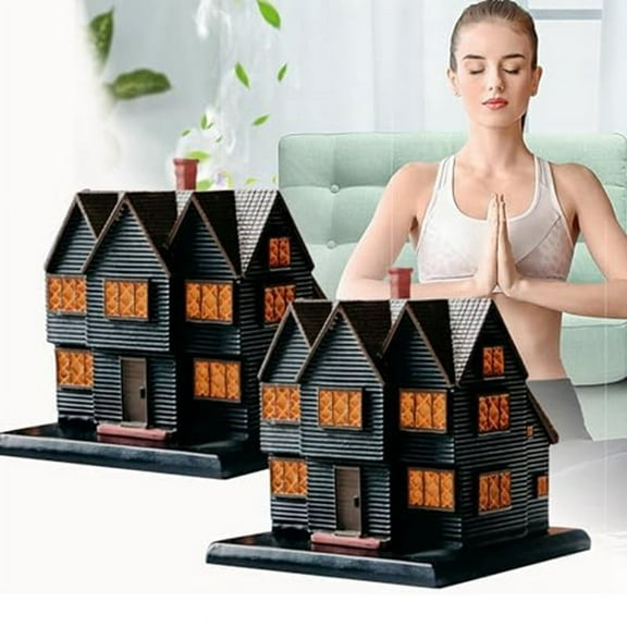 Salems Witch House Incense Burner Massachusetts for Halloween Christmas Vacation Ornament Burner2PCS
