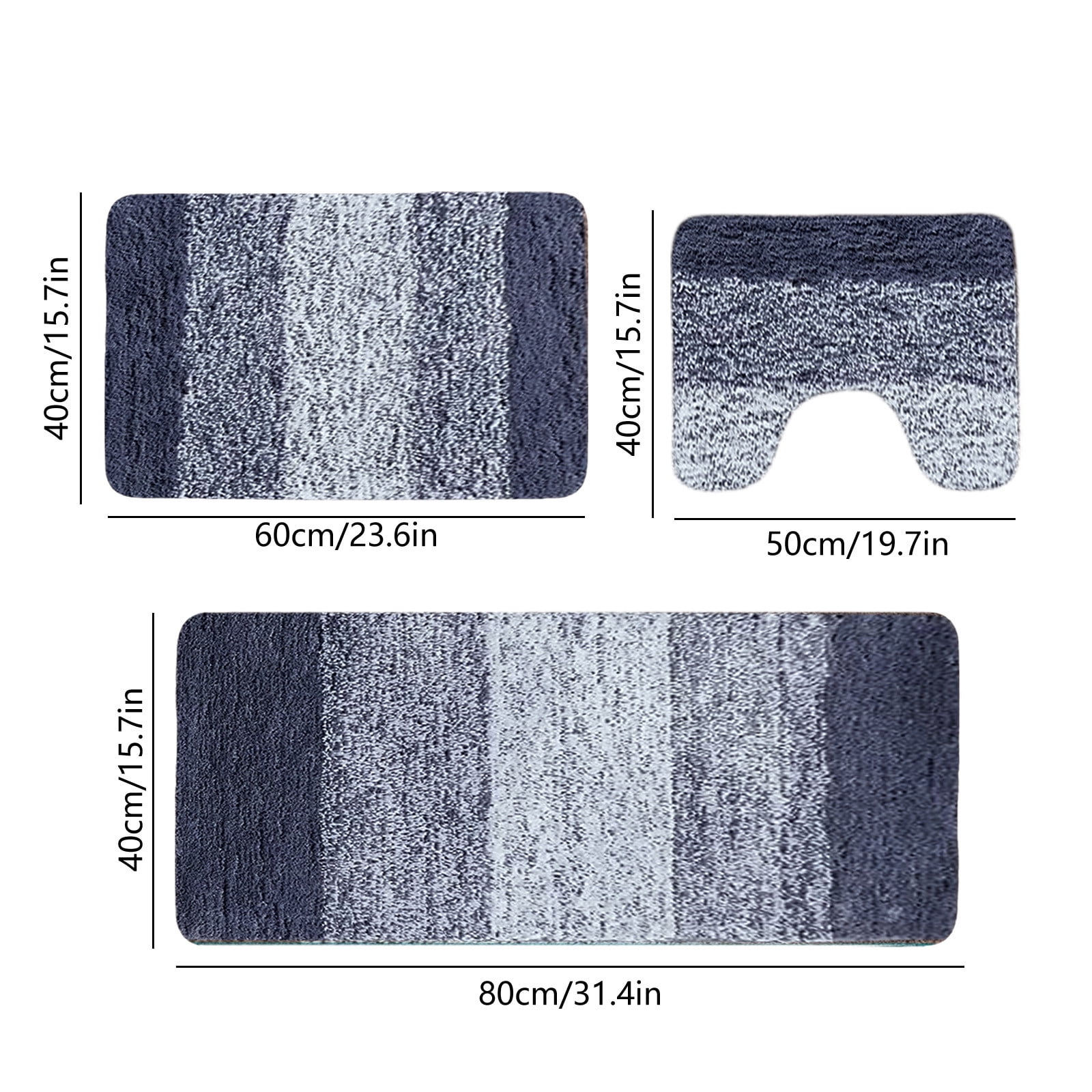 CasaChic 4-Piece Microfiber Foam Bathroom Rug Set, Absorbent Non-Slip Machine Washable with U Shaped Toilet Mat, Modern