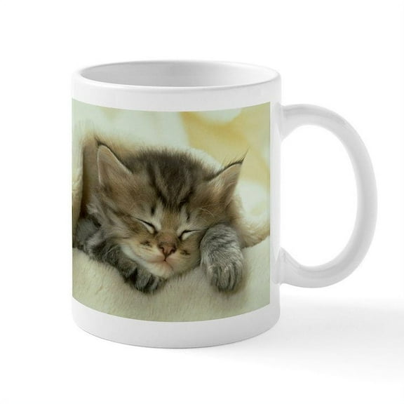 CafePress - Sleeping Kitty Mug - 11 oz Ceramic Mug - Novelty Coffee Tea Cup