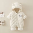 thumbnail image 4 of Toddler Romper Boys Hooded Bear Padded Jumpsuit Winter Toddler Jumpsuit White 12-18 Months, 4 of 4