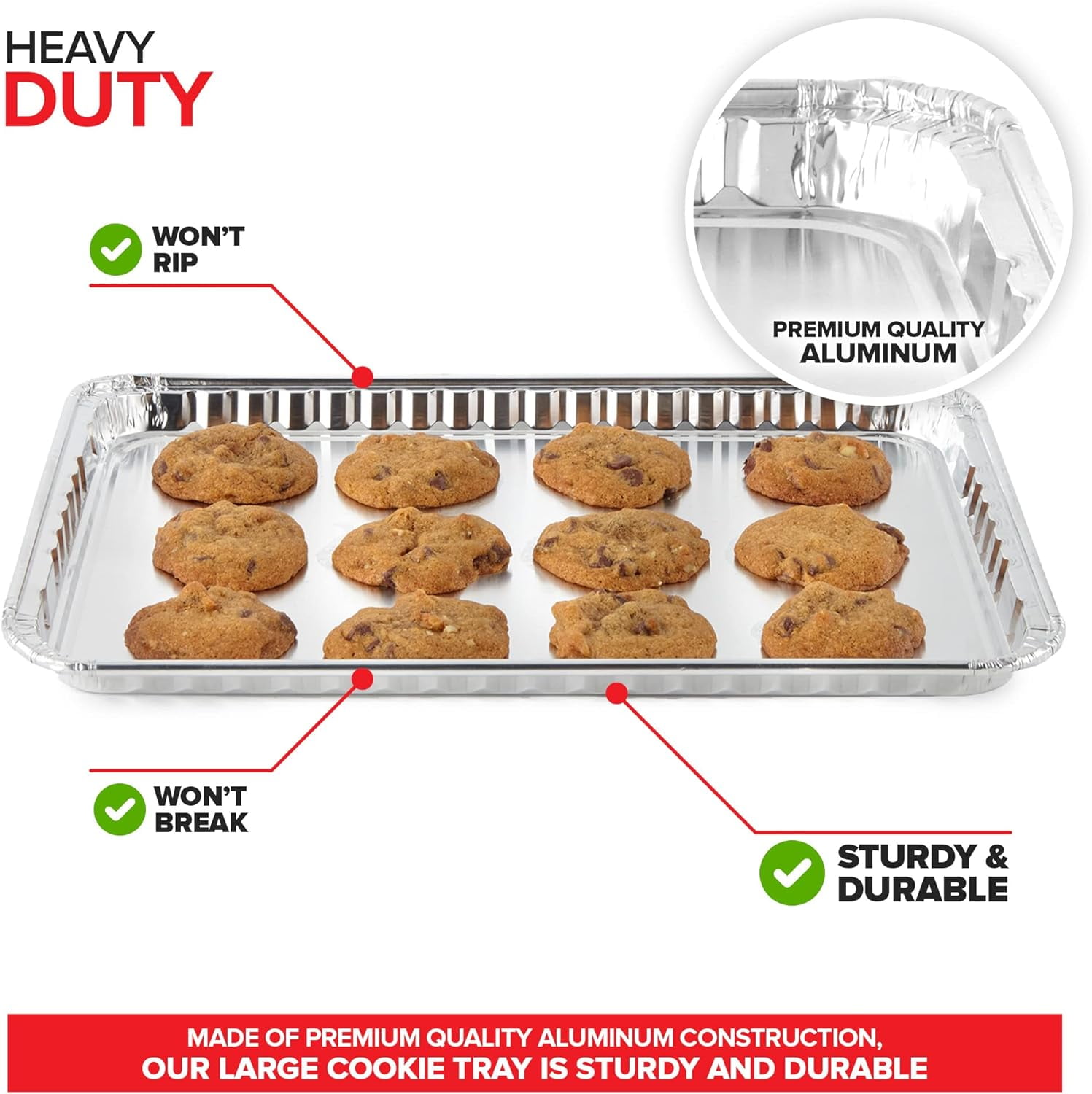 Disposable Cookie Sheets for Baking (30-Pack) Aluminum Trays, Foil Pans, Shallow Sheet Pan for Cooking Thin Crust Pizza, Brownie Tins, Oven Liners