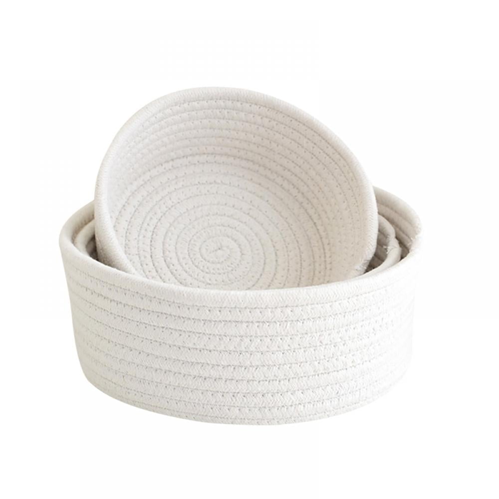 Round Handmade Cotton Rope Baskets Containers Storage Bins Cotton Rope