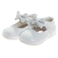 thumbnail image 5 of Josmo Baby Girls Mary Jane Flats with Bow Detail: Non, Slip Sole Wedding Flower Girls Shoes (Little Kid), White Patent, 6, 5 of 7
