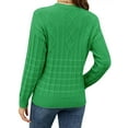 thumbnail image 5 of Xuanfei Women Solid Color Quilted Plaid Crew Neck Rib-knit Cuff Long Sleeve Sweater, 5 of 7
