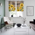 thumbnail image 5 of 2 Panels Kitchen Tier Curtains 39 Inch Length, Yellow Sunflowers Grommets Window Treatment Curtain, Vintage Country Wood Grain Oil Painting Thermal Curtains Drapes for Living Room/Bathroom, 5 of 9