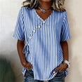 thumbnail image 2 of BUIGTTKLOP Blouse for Women Dressy Casual Summer V Neck Button down Cotton Linen Shirts Tie Front Short Sleeve Beach Vacation Tops, 2 of 8
