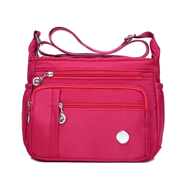 Bolso bandolera para mujer con múltiples bolsillos, bolso bandolera para mujer, bolso de mano y cartera rosa