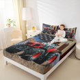 thumbnail image 4 of Manfei Orr-Road Truck Twin Sheet Sets,American Flag Twin Fitted Sheet,Red Brown Flat Sheet For Teens,Ultra Soft Home Decor,3pcs, 4 of 7