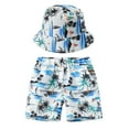 thumbnail image 2 of PMVFHDE Kids Summer Fashion Printed Beach Shorts with Bucket Hat Casual Swim Set, 2 of 4