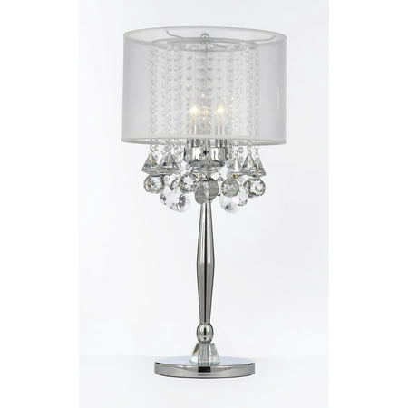 lamps crystal lamp table silver bedroom shade contemporary mist light chrome modern living crystals hanging bedside desk chandelier bling nicole