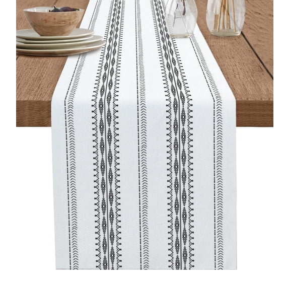 Hokiten Table Runners 90 Inches Long Dress Scarves, Black White Modern Geometric Farmhouse Coffee/Dining/Kitchen Table Runner for Living Room, Abstract Art Aesthetics 13x90 Inch