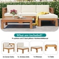 thumbnail image 6 of 5-Piece Outdoor Backyard Patio Wood Sectional Sofa Seating Group Set with Cushions (Beige), 6 of 12