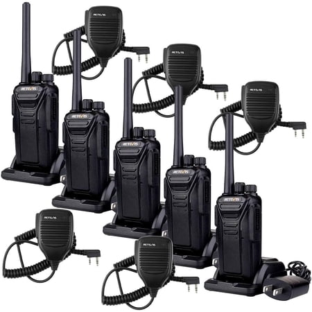 RT27 Walkie Talkies,Two Way Radio with Shoulder Speaker Mic,2 Way Radios Long Range,USB Charging Base,Local Alarm,Walkie Talkie for Adults Construction Site School Security(5 Pack)
