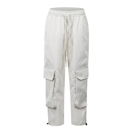 

LIhncine Girls Drawstring Cargo Pants Casual Y2K Parachute Pants 7-12 Years