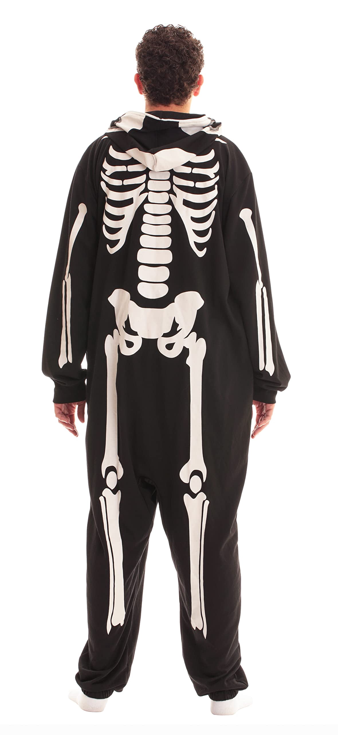 #FollowMe Skeleton Adult  Halloween / Onesie / Pajamas (Skeleton With Back Print, Small)