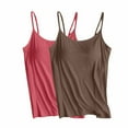 thumbnail image 1 of Puntoco Camisolas ajustadas para mujer, 2 piezas, de color sólido, ajustables, ajustadas, sin aro de acero, ropa interior, camisetas sin mangas deportivas para yoga, 1 of 2