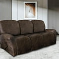 thumbnail image 2 of Leather Look Recliner Couch Cover 8-Piece Recliner Sofa Slipcovers 3 Seater for Reclining Couches Furniture Protector Spandex Fabric Washable (Recliner Sofa, Brown), 2 of 11