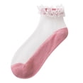 thumbnail image 2 of Women Casual Cute Solid Floral Mesh Splice Breathable Short Socks, 2 of 3