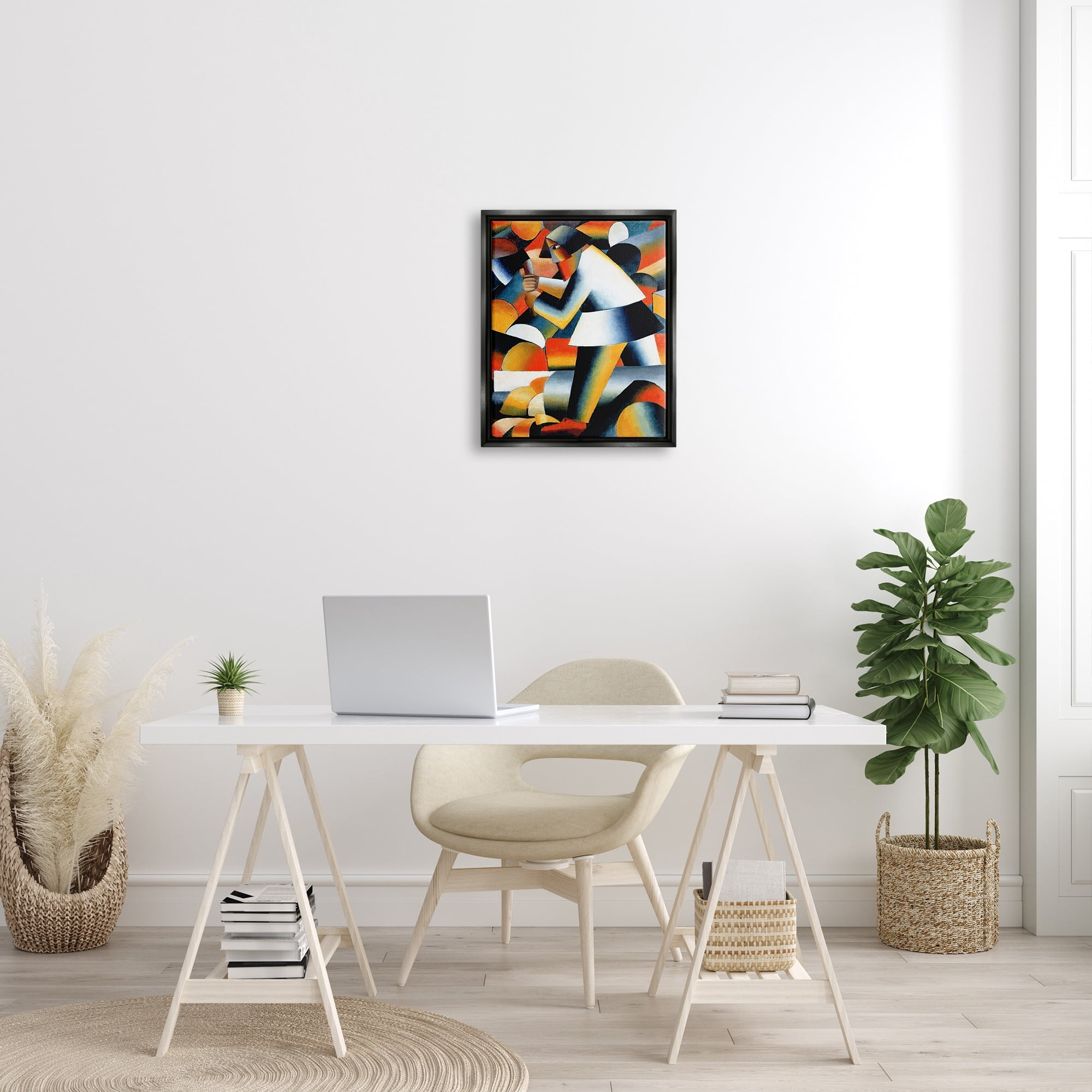 Stupell Industries Farmer Kazimir Melevih Classic Abstract Painting Painting Luster Gray Floating Framed Canvas Print Wall Art, Design by one1000paintings