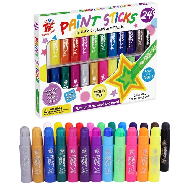 Barras de pintura TBC The Best Crafts, 24 colores clásicos para niños
